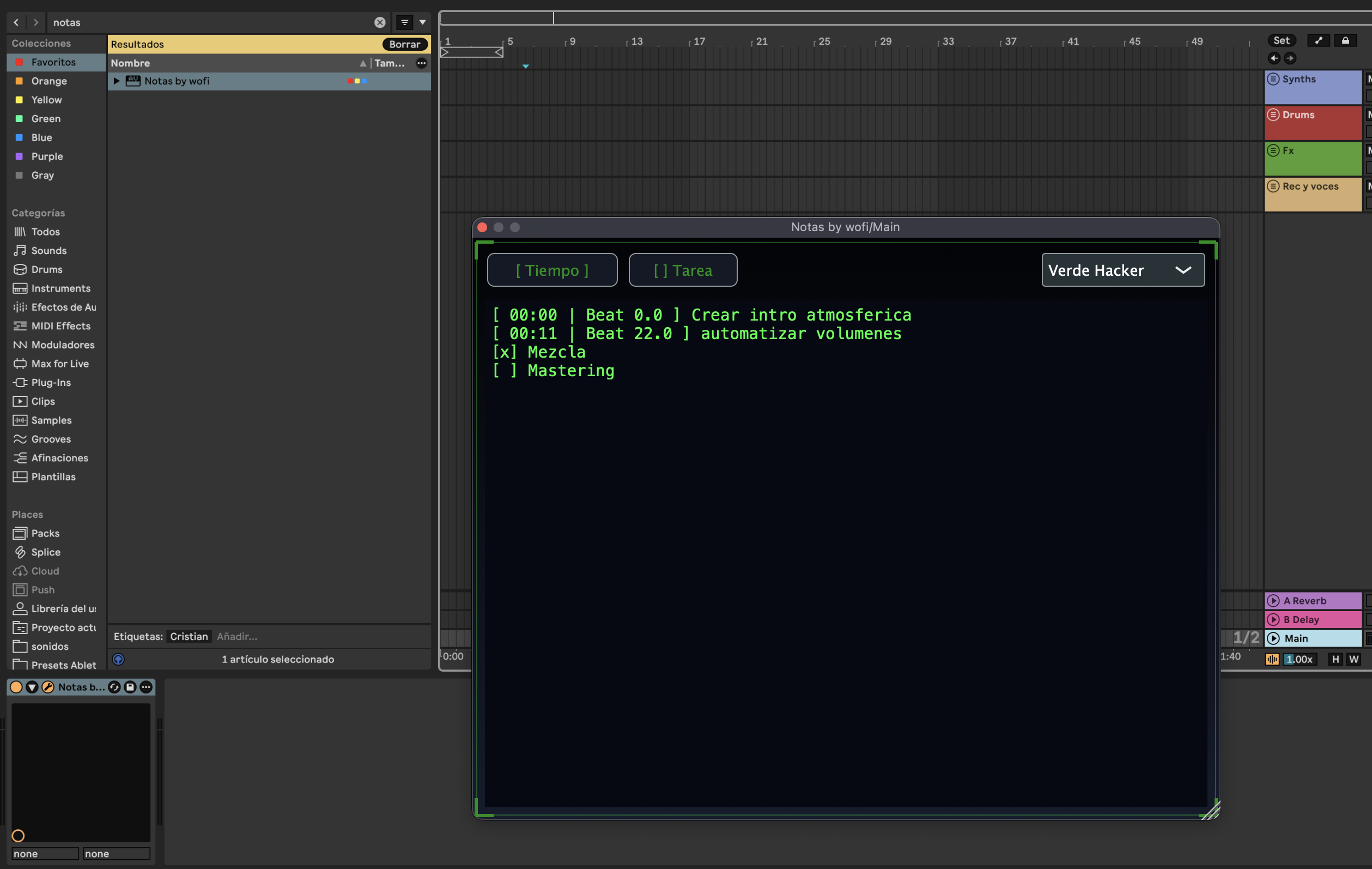 Notas VST funcionando dentro de un DAW